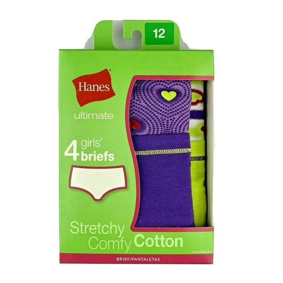 Hanes Bottoms Girls Hanes Ultimate 4 Pack Brief Panties New 2